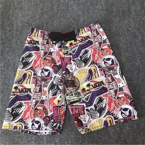 Vans Off the Wall Board Shorts 32 Surfer Swim Trunks All Over Graffiti Logo